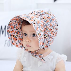 Frühling Sommer Nette Floral Neugeborenen Baby Mädchen Panama Kappe Outdoor Sonnenhüte Weiche Baumwolle Visier Kappen 0-12 Monate baby Hut