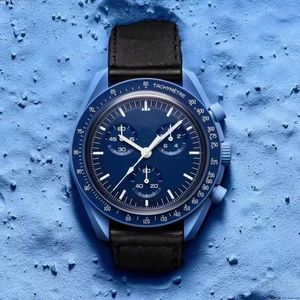 Biokeramische Planet Moon Herren-Neptun-Uhren, voll funktionsfähige Quarzuhr, Mission To Mercury, 42 mm Nylon-Luxus-Chronographenuhr, limitierte Master-Armbanduhren