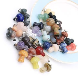 Reiki Mushroom Shape Stone Natural Charms Crystal Agates Charm Pinging for Men Mulher Fashion Jewelry Making ACC