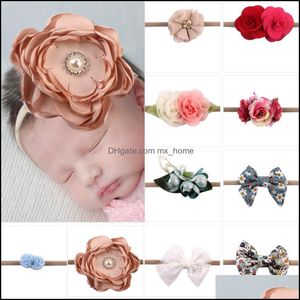 Hair Accessories Europe Infant Baby Bowknot Flowers Headband Elastic Children Soft Band Kids Girls Headbands Bandanas Hairband Mxhome Dhygw