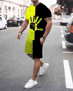 Summer Jogging Suit Series Men Tracksuit 3D Digital Printing T-shirt 2-częściowy