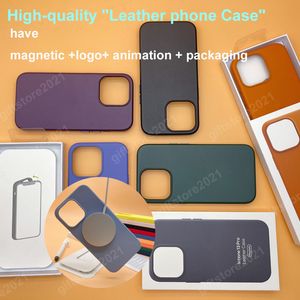 Магнитные анимированные чехлы для Apple iPhone 14 13 12 Pro Max Mini Leather Case Magsafe