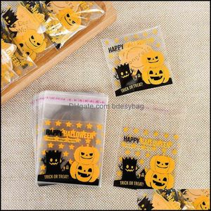 Prezent 25pc Halloween Plasti Candy Torba Torka lub Treat Kids Biscuit Snack Pakiet Pakiet Pakiet Happy Decoration Y220805 D BDesybag DH7CP