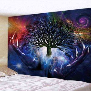 Creative New 3D Colorful Tree Printing Carpet Wall Hanging Home Decored Decor Tapestry Tapiz J220804