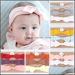 Hair Accessories Baby Girl Bowknot Headband Children Bunny Ear Band Birthday Gift Stripe 3Pcs/Set Headbands Mxhome Drop Delive Mxhome Dhtdl