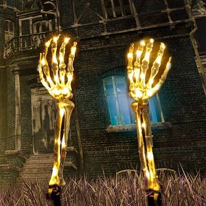 2pc Skeleton Hand Solar LED Light Outdoor Skull Arm Stakes Glowing home Garden Lawn Lamp Halloween Decor Accessories Party Props 220819