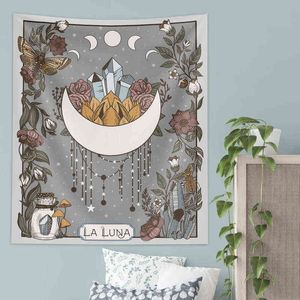 Moon Phase Tapestry La Luna Wall Wanging Celestial College Witchy Nature Art Room Декор J220804