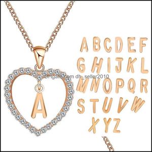 ペンダントネックレスプリティA-Z 26レター名Beautifly Long Chain Women girl diy Luxury Jewelry Cubic Zirconia Heart dhseller2010 dhemt