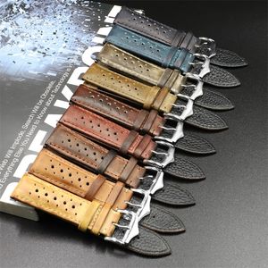 Onthelevel 18mm 20mm 22mm 24mm Genuine Leather Watch Strap Bands Black Blue Brown Multi Colors High Quality Men's Watch Band 220819