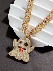 Choucong hip hop bling łańcuchy mody biżuteria męskie złoto srebrne miami kubańskie łańcuch łańcucha Diamond kryształ mrożony Chian kobiety Naszyjnik Design ducha