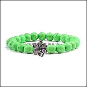 Fili di perline Moda fatta a mano in pietra naturale Bracciale da uomo con perline nere Simpatico artiglio di gatto Gioielli fortunati Regalo di compleanno Goccia Dhseller2010 Dhjue