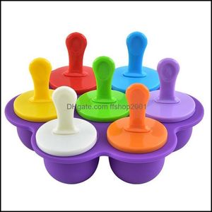 Baking Mods 7-Holes Diy Ice Cream Pops Mini Sile Mold Food Grade Baby Fruit Shake Reusable Popsicle Home Kitchen Tools Dro Ffshop2001 Dhfvd