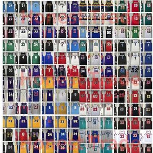 レトロバスケットボールジャージNash Johnson Iverson Pippen Stockton Rodman Anthony Malone Mutombo Bibby Payton Kurry Throwback Mensステッチジャージ