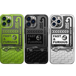 Mode transparent glansig matt pl￤tering racing drift fodral 3d sport bil kamera skydd st￶ts￤ker bakslag f￶r iPhone 14 13 pro max 12 11 xr xs 8 plus