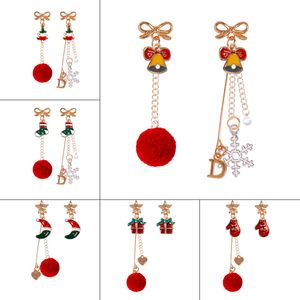 Brincho de lustres de lustres de moda Brincos de Natal clássicos Tree Snowman Bell Bell Chain Metal Pingente Decoração de Decoração do GiftDangle