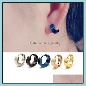 Kolczyki stadninowe Hurtownia Męskie chłodne stal nierdzewne Studs Ear Hoop Black Blue Sier Gold Channel Dostawa 2021 Biżuteria BDEJEWELRY DH9EC