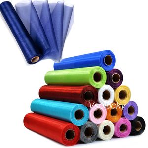 25m x 29 cm ren organza roll tyg diy bröllopsfeststol Sash Bows Tabler Runner Swag Decor 220819