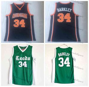 Mens Charles Barkley #34 Basketballtröjor Leeds High School Green Vintage College Blue Navy Stitched