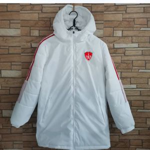 Stade Brestois 29 Mens Down Down Winter Leisure Sport Jacket長袖服のファッションコートアウターパフパーカーチームエンブレムカスタマイズ