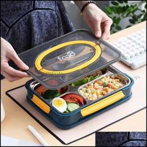 Servis uppsättningar rostfritt stål insatt lunchlåda studentskolans fack bordsartiklar bento container förvaring drop leverans yydhome dh0lz