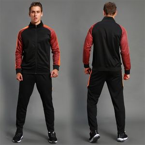 2PCS Ustaw męską piłkę nożną kurtka sportowa dresowa futbolowy kombinezon treningowy jesienne zima wiosna Long Sipper Top and Pants 220819