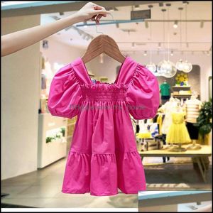 Kızlar Giyim Yaz Günlük Gül Elbise Puf Kılıf Düz Renk Çocuk Çocuklar Prenses Mxhome Damla Teslimat 2021 Bebek Maternit MXHOME DHVSZ