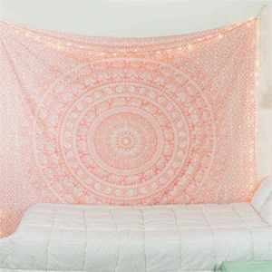 Bohemian mandala tapeçaria termo rosa hippie indiano elefante boho decoração background grande cobertor de pano de parede de pano j220804