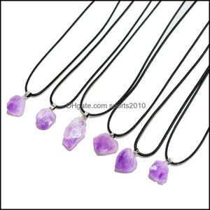 Arts And Crafts Natural Stone Irregar Amethyst Crystal Pendant Necklace For Women Jewelry Sports2010 Drop Delivery 2021 Hom Sports2010 Dhp0O