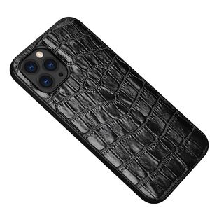 Äkta alligator mönster läder telefonfodral för iPhone 14 13 12 mini 11 pro max xr 7 8 samsung galaxy not20 ultra robust krokodil tryck affärsskydd