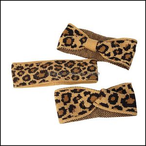 H￥rtillbeh￶r Stora barn pannband mode stickat leopard tv￤rbindningar flickor headwrap elastic knut barn f￶r mxhome drop del mxhome dhnv2