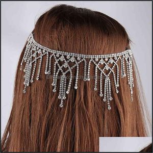 Hoofdbanden Mogaku Bruidal Crystal Tassel Koofpijp Fashion sieraden Haaraccessoires voor vrouwen Bling Rhinestone Head Chain W Chakrabeads Dhr5n
