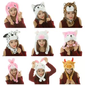 Animal Hat Fluffy Plush Cap with Earmuff Winter Warm Sprots Headgear Halloween Christmas Easter Party Beanie Stage Performace Props