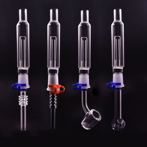 Großhandel Mini-14-mm-Glas-Sammelstroh-Set mit Edelstahl-Quarzspitze oder Ölbrenner-Schüssel-Räucherpfeife für Wasser-Dab-Rig-Bong