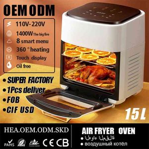 15L Smart Air Fryer Ölfreie Gesundheit Sichtbare Fritteuse Herd 1400W 110V220V Multifunktions Touch LCD Tiefe Airfryer Französisch frites Pizza T220819