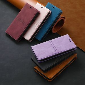 Flip Wallet Skin Feel PU Couather Caso para iPhone 14 13 Pro Max 13 mini 12 11 x xr xs 8 mais 7 mais 6 6s