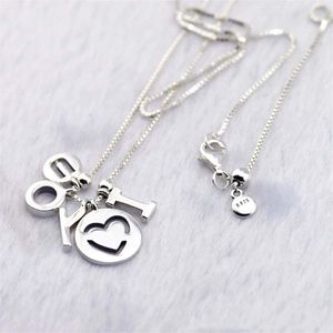 Pandora Jewelry Sterling Silver I Love You Necklace for Women Original Fashion Pendants Charms Jewelry28sと互換性