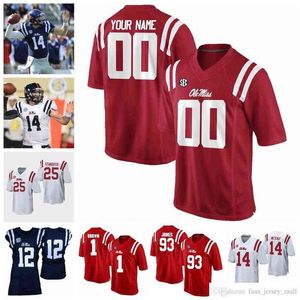 NCAA Özel Ole Miss Rebels College Futbol Formaları Eli Manning Jersey Donte Moncrief Mike Wallace Evan Engram Achie Manning Forma Forma Dikiş