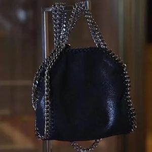 Stella McCartney Falabella Tote Mini Bag Woman Metallic Sliver Black Tiny Shopping Women Handväska Läder Crossbody Pendlar Bag97