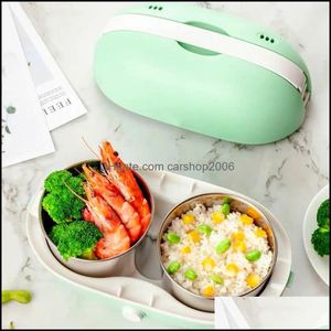 Dinnerware Sets Electric Cooking Lunch Box Thermal Bento Case Mini Container Portable Handle Stainless Steel Organizer Of Carshop2006 Dhnpe