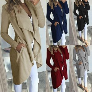 Jackets femininos 2022 Autumn Slim Long Casal Casal Casaco Escritório Escritório Ladies Cardigan Sobrecote Jumper Plus Tamanho