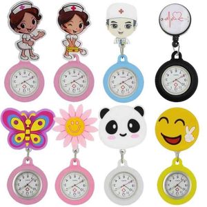 Moda all'ingrosso bella 3d cartone animato animale sorriso forma infermiera fob orologi da tasca donna donna medico scalabile in gomma morbida