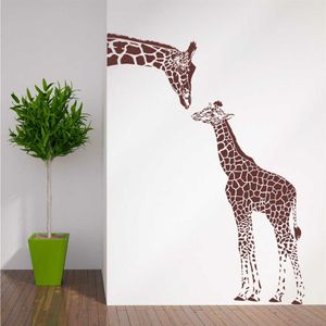 Wholesale home decor themes resale online - Giraffe And Baby Giraffe Wall Sticker Home Decor Living Room Art Wall Tattoo Vinyl Removable Decal Animal Theme Wallpapers LA979 R