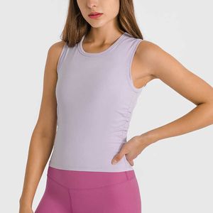 NWT Fitness Kadın Nefes Alabilir Yoga Üstü Lu-71 Spor Salonu Egzersiz Tank Tops Seksi Sırtsız Spor T Shirt Kadınlar Sütü Olmadan Gömlek Koşu