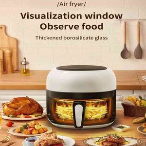 110V/220V Hava Fritöz Yağı Ücretsiz Sağlık Fritöz Ocak 1200W 4L Çok Fonksiyonlu Akıllı Dokunmatik LCD Derin Airfryer Patates Pizza Pizza Ekmek T220819