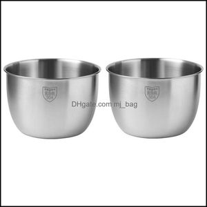 Tigelas 2X Aço Inoxidável 304 Tigela Design Profundo Cozinhar Bolo Pão Salada Cozinha Mixer Tigela 280Ml Drop D Mjbag Dh04J