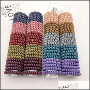 Accessori per capelli Fasce elastiche per filo telefonico colorato smerigliato per ragazze Copricapo Supporto per coda di cavallo Donne in gomma Drop Delivery 20 Mxhome Dh7Ql