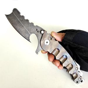 제한된 맞춤형 버전 Heeter Knifworks Man of War Heavy Folding Knifle Black S35VN Blade TC4 Titanium Knives 야외 장비 전술 캠핑 도구 포켓 EDC