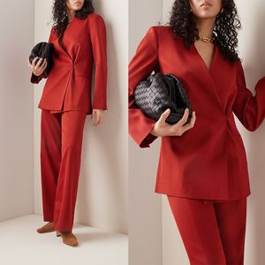 Blazer da sposa slim fit con scollo a V semplice, adatto al nuovo design, abiti da sposa a maniche lunghe, per il tempo libero, due pezzi, abiti da festa