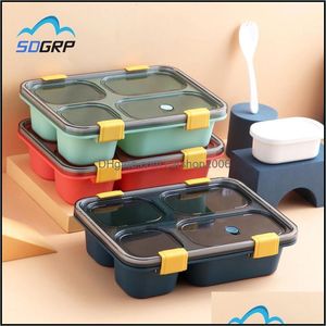 Dinnerware Sets 1300Ml/850Ml Healthy Plastic Lunch Box Snap Leak-Proof Microwave Bento Adts Kid Storage Container Lunchbo Carshop2006 Dhppy