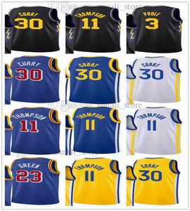 2021–22 Männer Frauen Kinder Jugend Stephen Trikots Klay 30 Curry Basketball Thompson 11 Draymond 23 Green 3 Poole City Black Navy Yellow Blue Whit